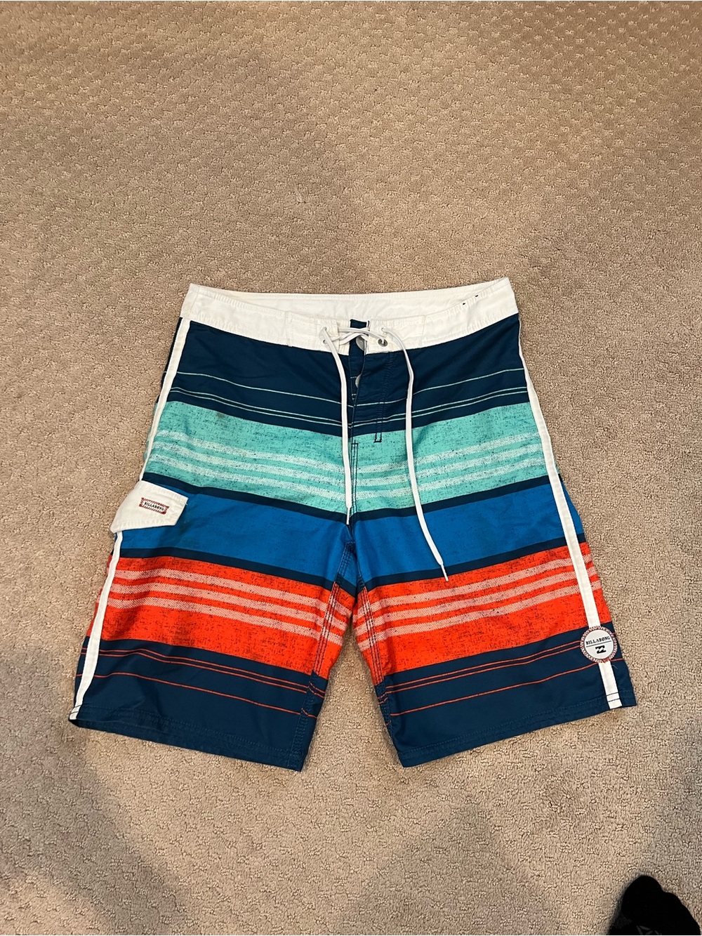 Men's Billabong Multi-Stripe Swim Trunks with Drawstring
